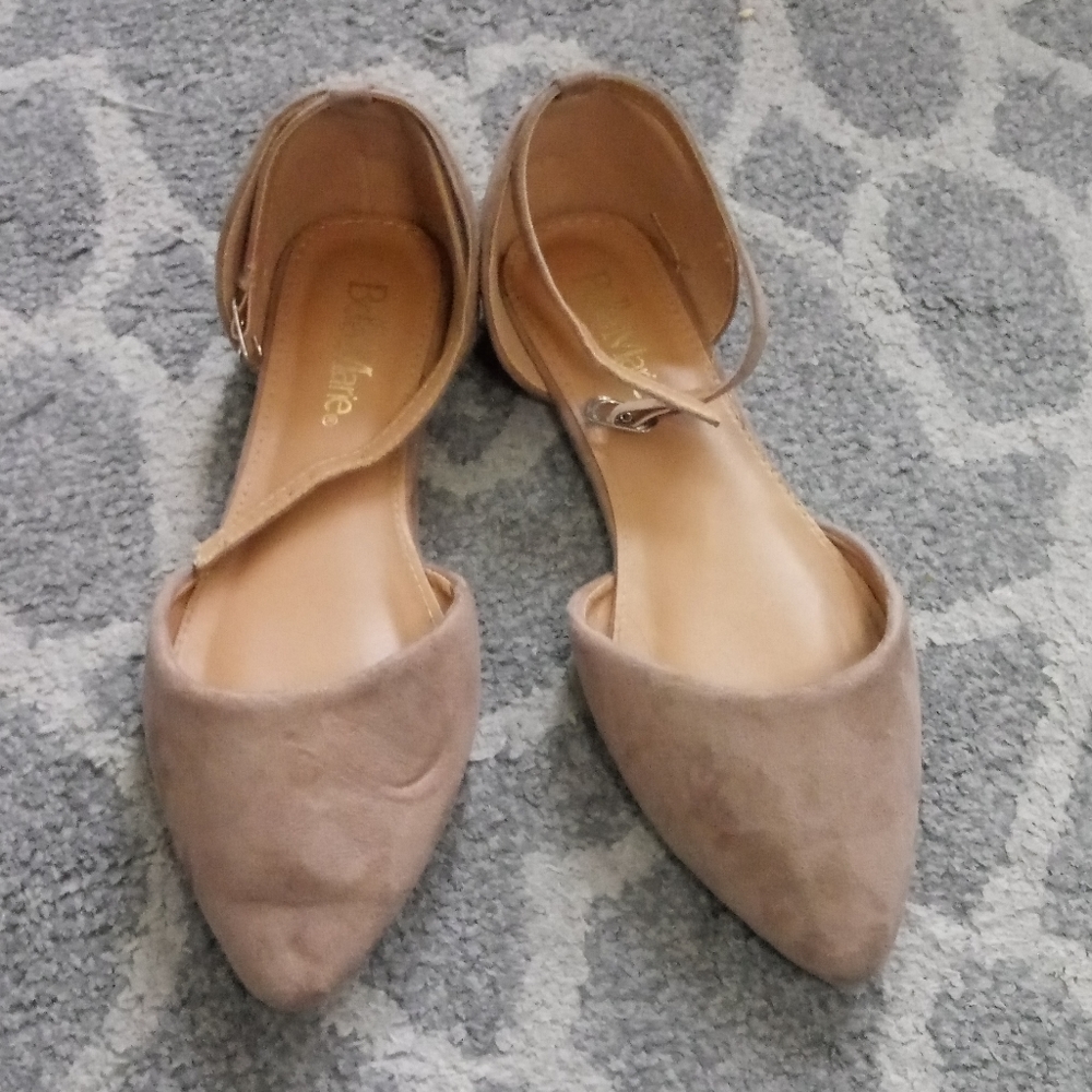 BellaMarie ankle strap pointed suede flats